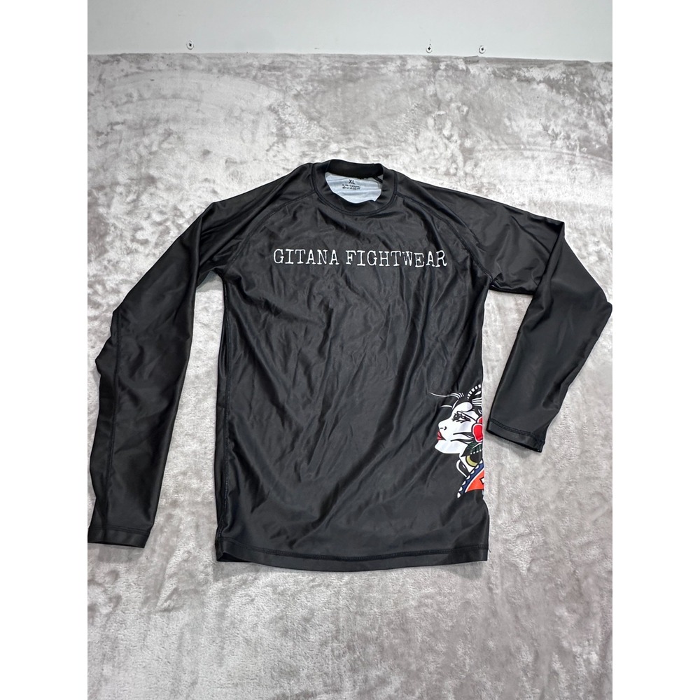 BJJ Rash Guard Men Size XL Black Long Sleeve Premium Jiu Jitsu Gitana Fightwear